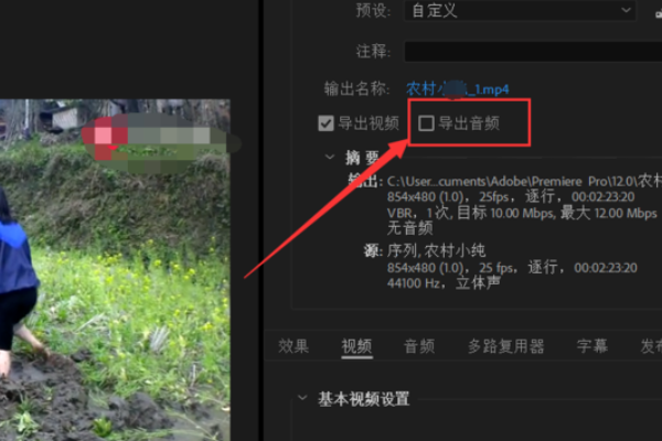 premiere导出影片 没声音?