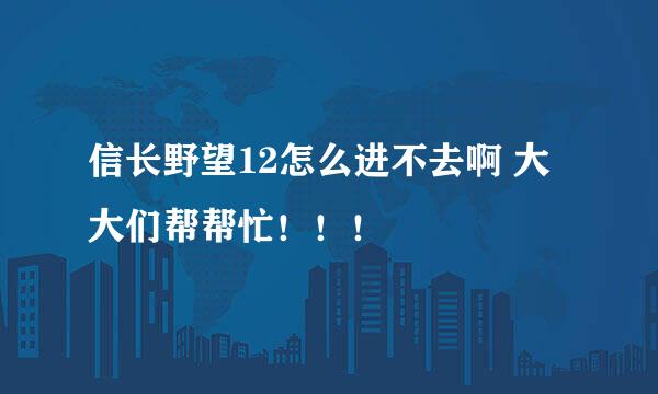 信长野望12怎么进不去啊 大大们帮帮忙！！！