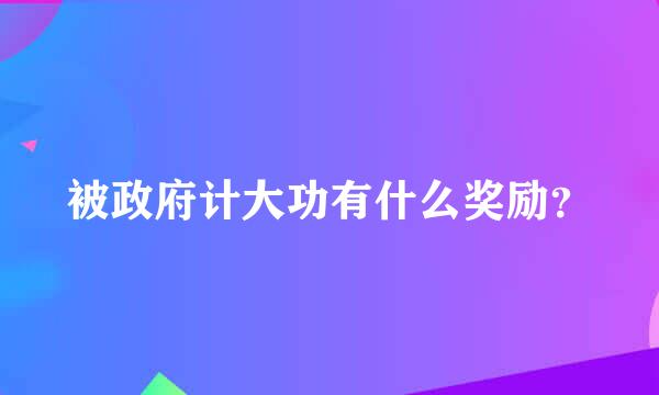 被政府计大功有什么奖励？