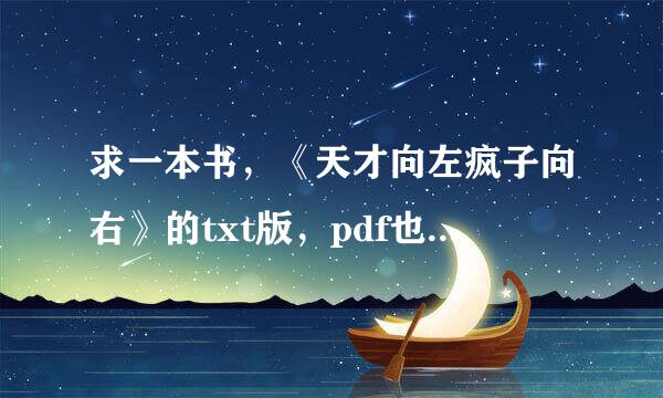 求一本书，《天才向左疯子向右》的txt版，pdf也行，注意是外国人写的，不是高铭写的