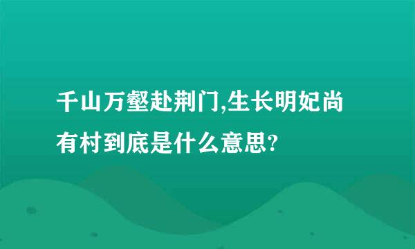 千山万壑赴荆门,生长明妃尚有村到底是什么意思?