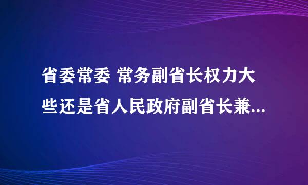 省委常委 常务副省长权力大些还是省人民政府副省长兼省公安厅厅长大些？