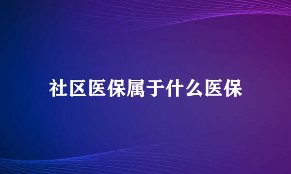 社区医保属于什么医保