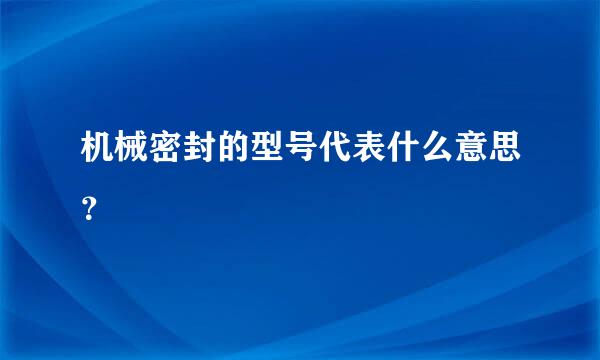 机械密封的型号代表什么意思？