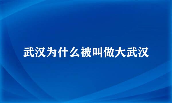 武汉为什么被叫做大武汉