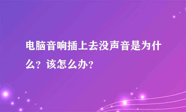 电脑音响插上去没声音是为什么？该怎么办？