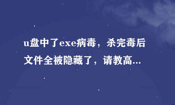 u盘中了exe病毒，杀完毒后文件全被隐藏了，请教高手，怎么才能恢复原来的数据？