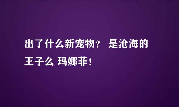 出了什么新宠物？ 是沧海的王子么 玛娜菲！