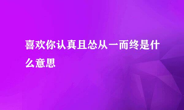 喜欢你认真且怂从一而终是什么意思