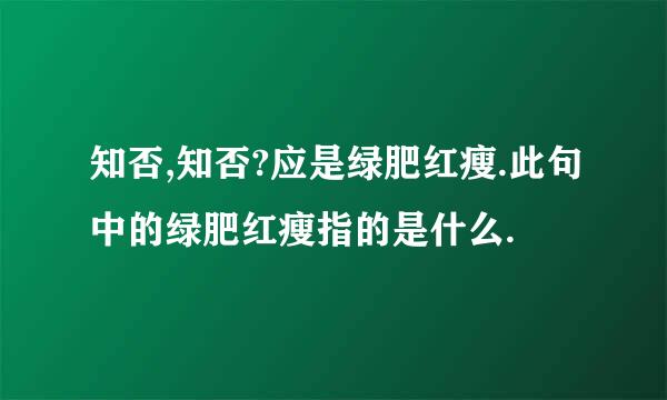 知否,知否?应是绿肥红瘦.此句中的绿肥红瘦指的是什么.