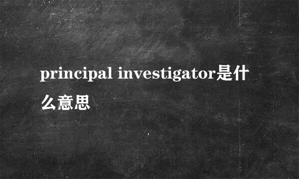 principal investigator是什么意思