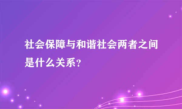 社会保障与和谐社会两者之间是什么关系？