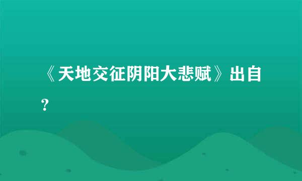 《天地交征阴阳大悲赋》出自？