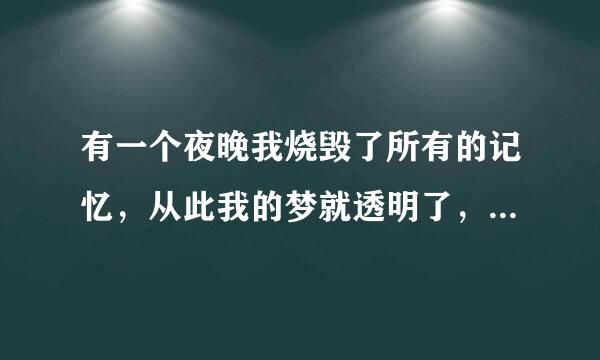 有一个夜晚我烧毁了所有的记忆，从此我的梦就透明了，出自哪里