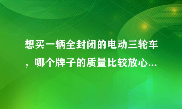 想买一辆全封闭的电动三轮车，哪个牌子的质量比较放心一点啊？