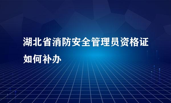 湖北省消防安全管理员资格证如何补办