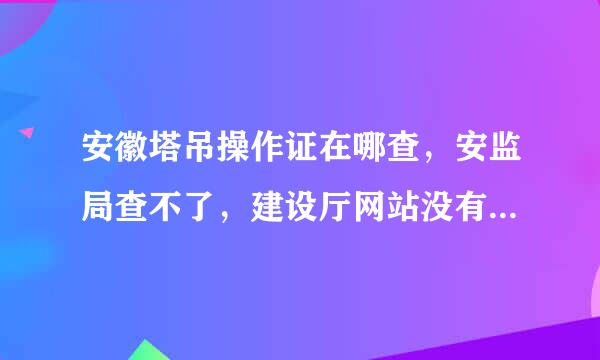 安徽塔吊操作证在哪查，安监局查不了，建设厅网站没有查询窗口，请问谁知道备案一般都是从哪里查操作证真