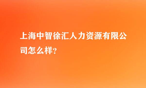 上海中智徐汇人力资源有限公司怎么样？