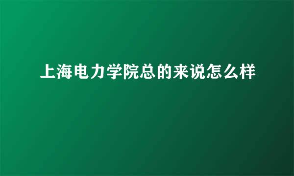 上海电力学院总的来说怎么样