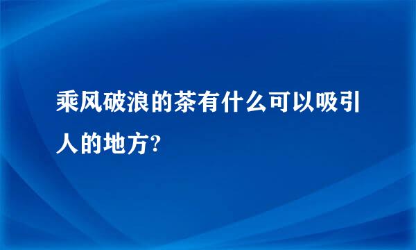 乘风破浪的茶有什么可以吸引人的地方?