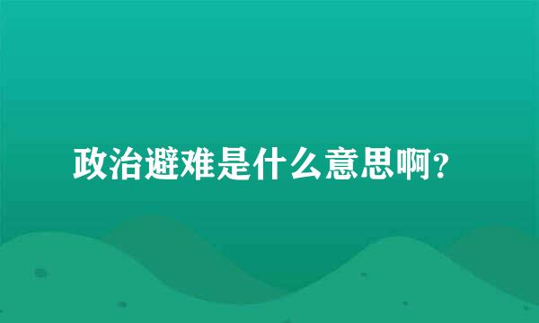 政治避难是什么意思啊？