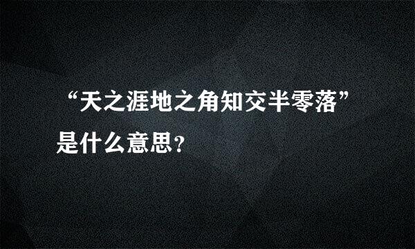 “天之涯地之角知交半零落”是什么意思？