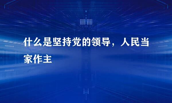 什么是坚持党的领导，人民当家作主