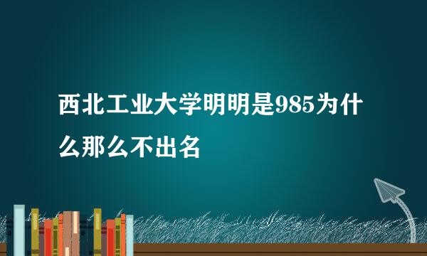 西北工业大学明明是985为什么那么不出名