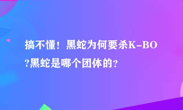 搞不懂！黑蛇为何要杀K-BO?黑蛇是哪个团体的？