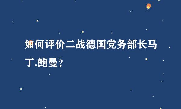 如何评价二战德国党务部长马丁.鲍曼？