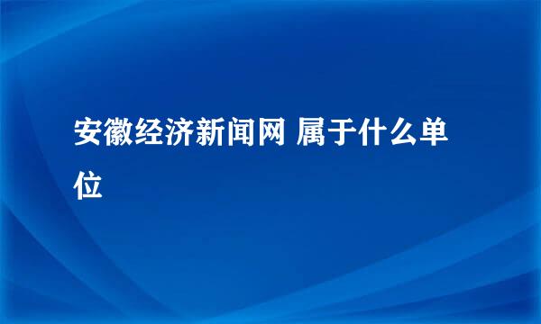 安徽经济新闻网 属于什么单位