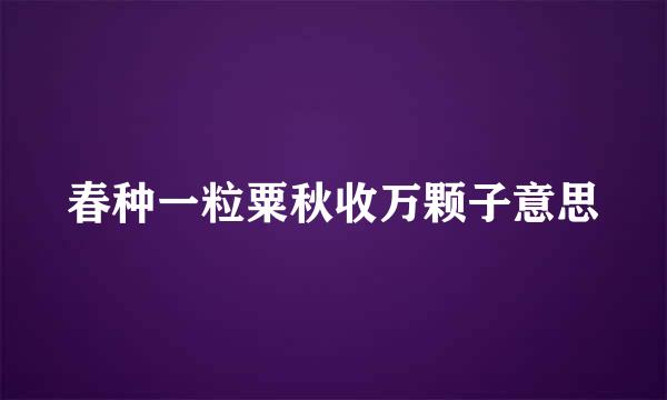 春种一粒粟秋收万颗子意思