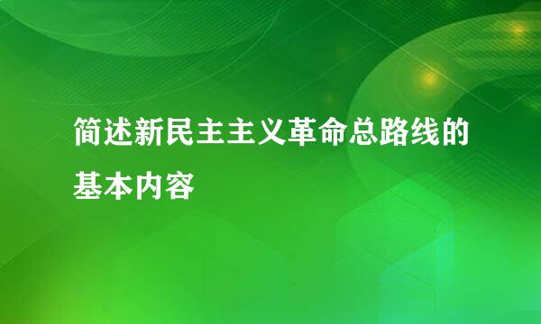 简述新民主主义革命总路线的基本内容