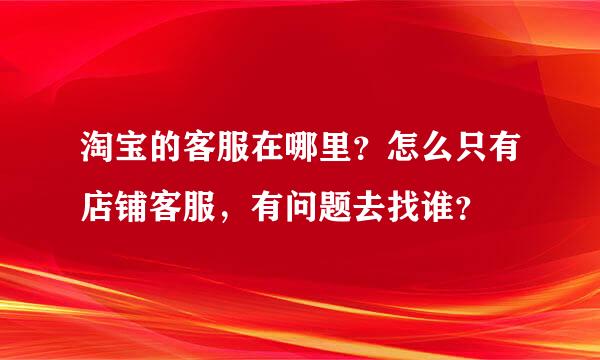 淘宝的客服在哪里？怎么只有店铺客服，有问题去找谁？