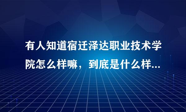 有人知道宿迁泽达职业技术学院怎么样嘛，到底是什么样的学校啊，网上信息太少了，有知道的吗？急急急！！