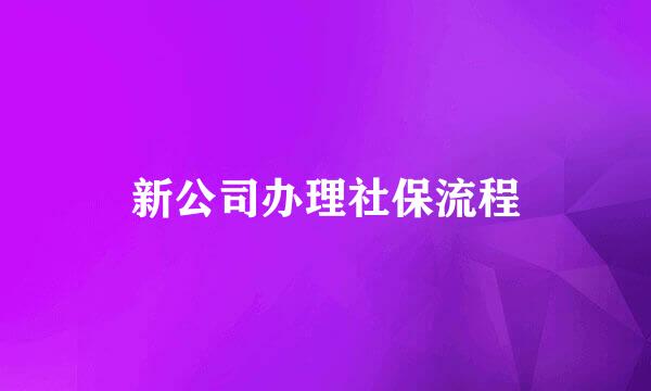 新公司办理社保流程