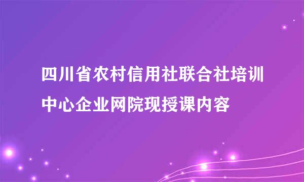 四川省农村信用社联合社培训中心企业网院现授课内容