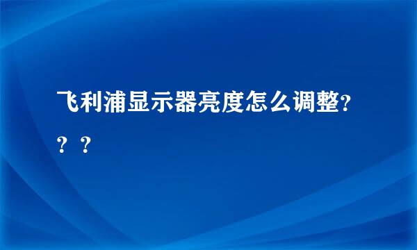 飞利浦显示器亮度怎么调整？？？