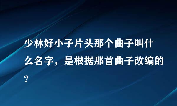 少林好小子片头那个曲子叫什么名字，是根据那首曲子改编的？