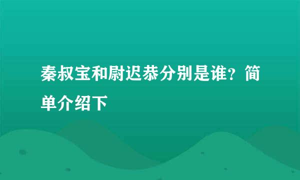 秦叔宝和尉迟恭分别是谁？简单介绍下