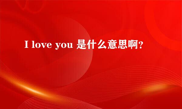 I love you 是什么意思啊？