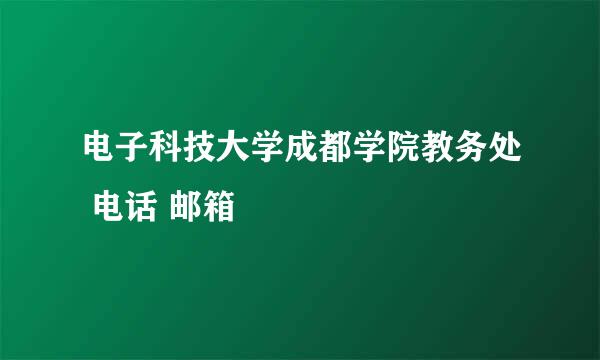 电子科技大学成都学院教务处 电话 邮箱