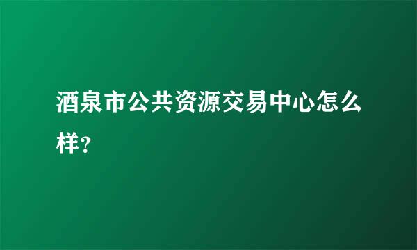 酒泉市公共资源交易中心怎么样？