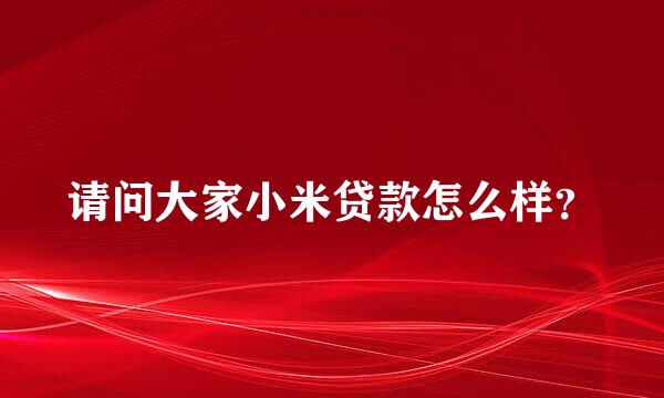 请问大家小米贷款怎么样？