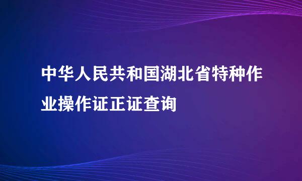 中华人民共和国湖北省特种作业操作证正证查询