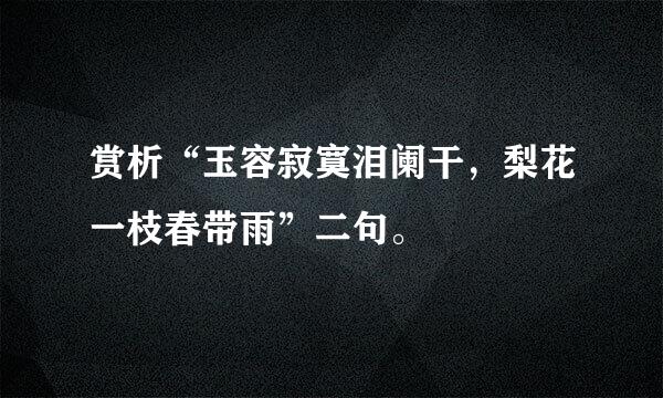 赏析“玉容寂寞泪阑干，梨花一枝春带雨”二句。