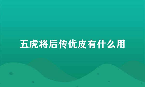 五虎将后传优皮有什么用