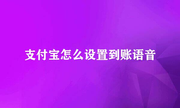 支付宝怎么设置到账语音