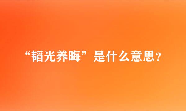 “韬光养晦”是什么意思？