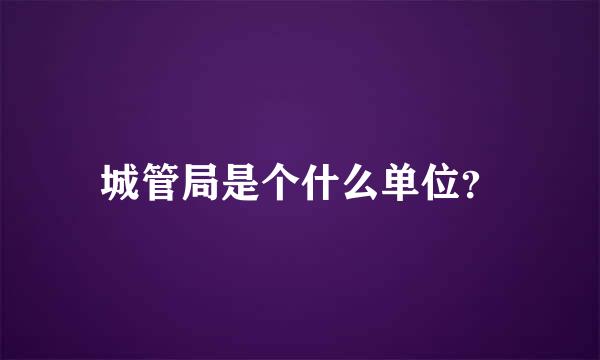 城管局是个什么单位？